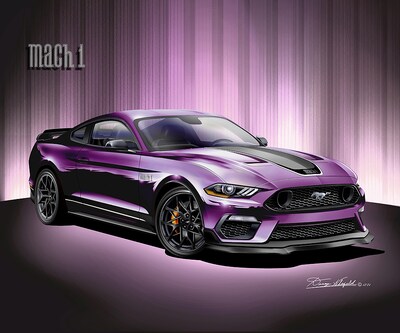 2023 Mustang car Art Prints by Danny Whitfield | MACH 1 - MISCHIEVOUS PURPLE  | Car Enthusiast Wall Art - image1